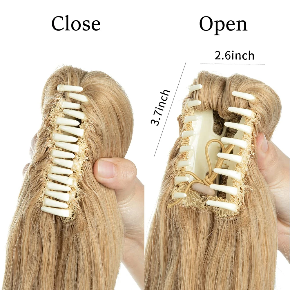 

Synthetic Claw Clip In Ponytail Hair Extensions 14 Inch Wavy Hairpiece Fake Blonde Black Hair False Pigtail With Elastic Band