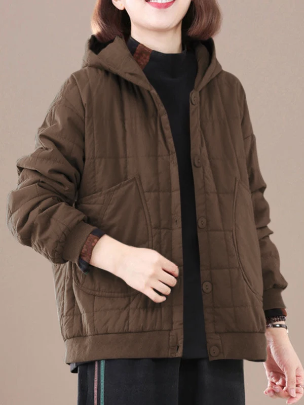 

Зимняя повседневная художественная куртка из чистого хлопка в клетку с капюшоном, свободного кроя, утепленная, больших размеров, теплая хлопковая куртка для женщин с длинными рукавами