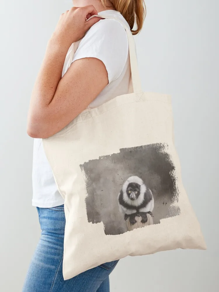 Black and White Ruffed Lemur One Tote Bag tote bag university Large bags for women hand bag ladies Fabric