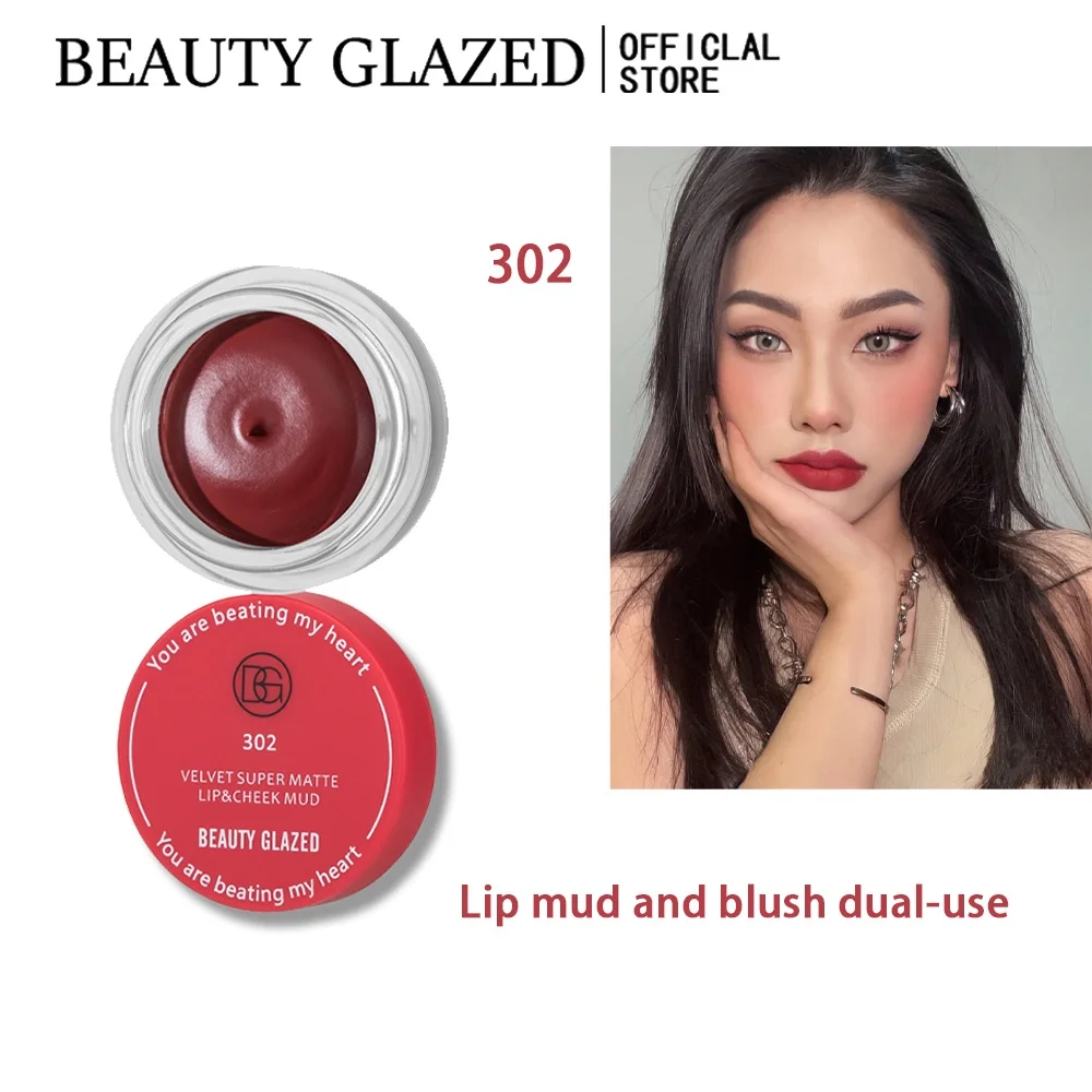 BEAUTY GLAZED Waterproof Matte Blush Powder Soft Shimmering Matte Powder Face Makeup + Free Brush