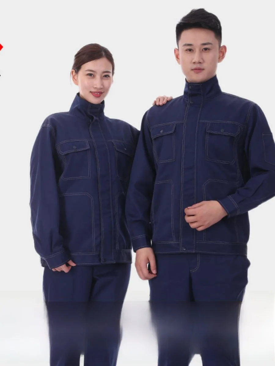 

Thiened Wear Resistant Denim Jaet Work orm Set for Men And Women Embroidered Dir Proof Printed Workwear Jaet