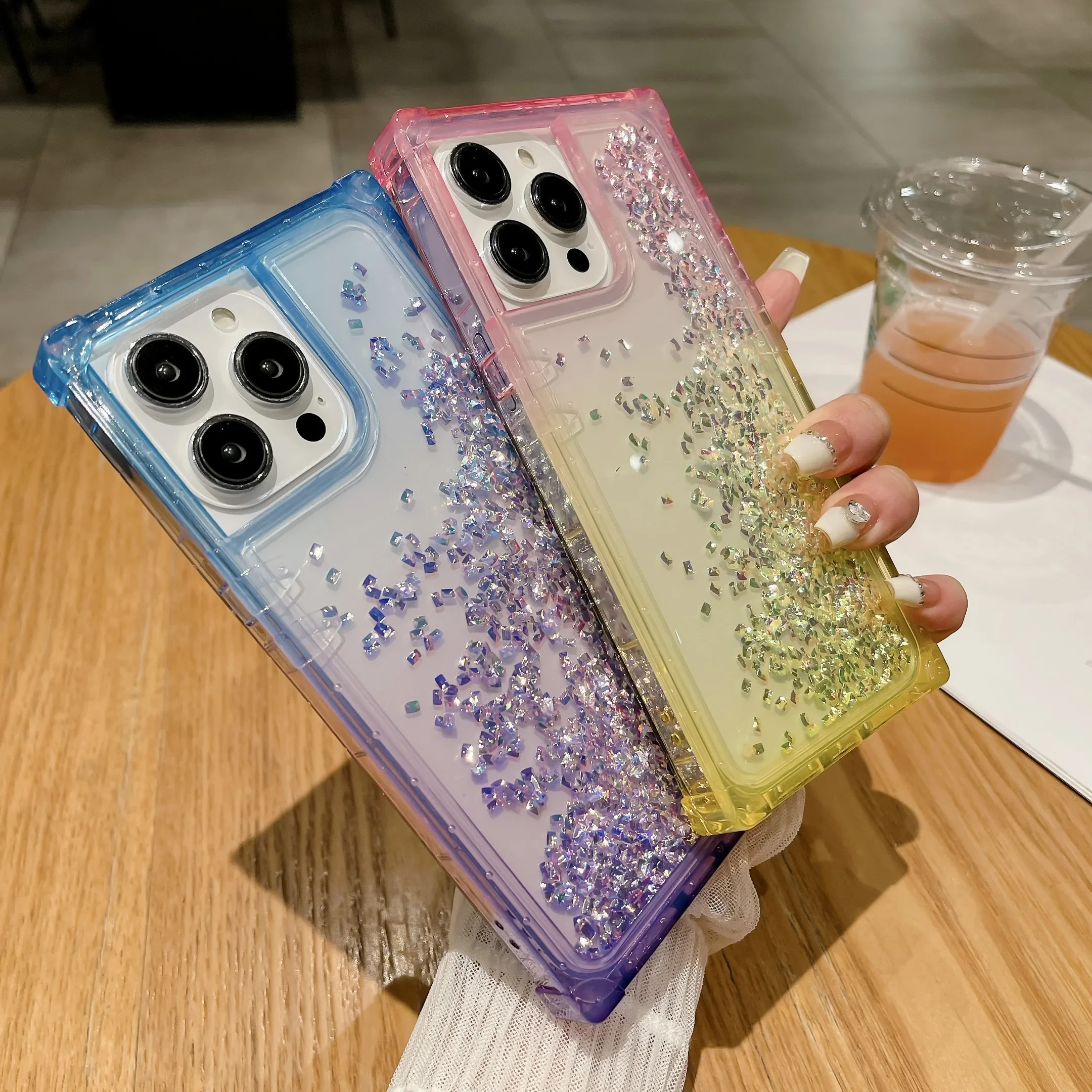 Liquid Quicksand Diamond Star Moon Clear Phone Case for iPhone 15 14 13 12 11 Pro Max Plus Promax Soft Silicone Cover