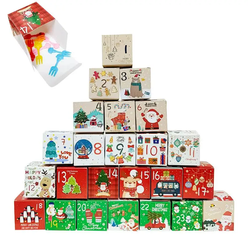 Holiday Advent Calendar 24 Day Countdown Number Calender Box 24x Empty Christmas Countdown Box Decorative Christmas Cardboard