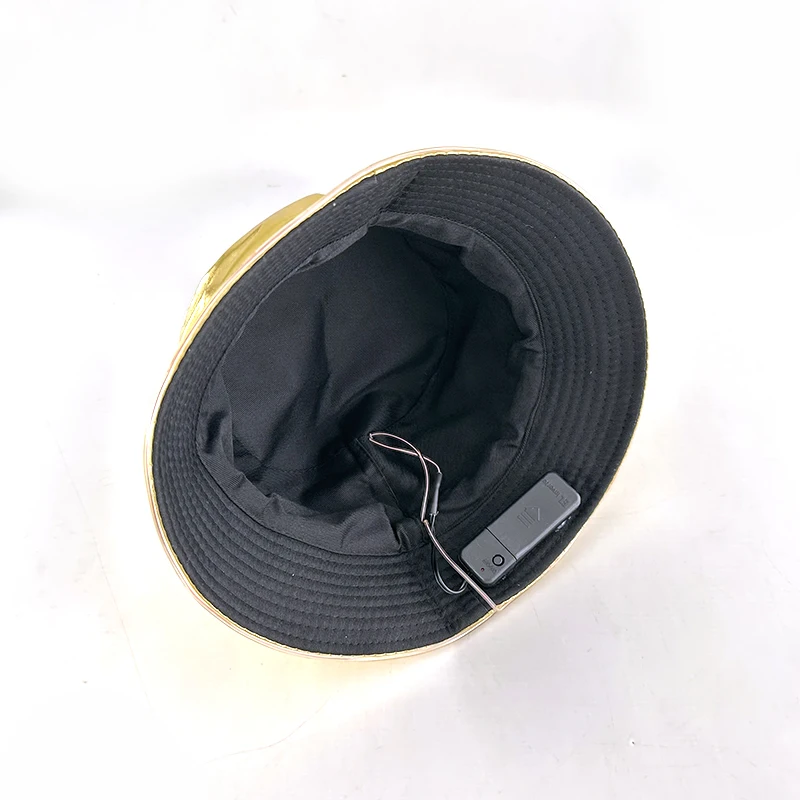 1 pc Adult Decorative Gold Bucket Hat Attractive Night Hats Glowing LED Caps Hats Flashing In The Dark Night