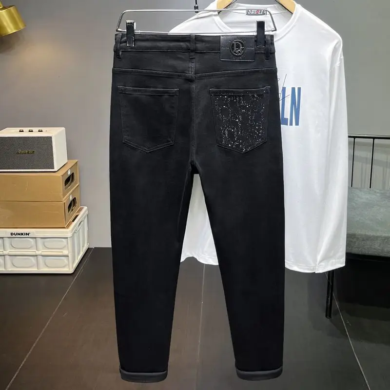 Men's Jeans Elastic Slim Fit Business Straight Pants Men's Casual Versatile Trend Pants