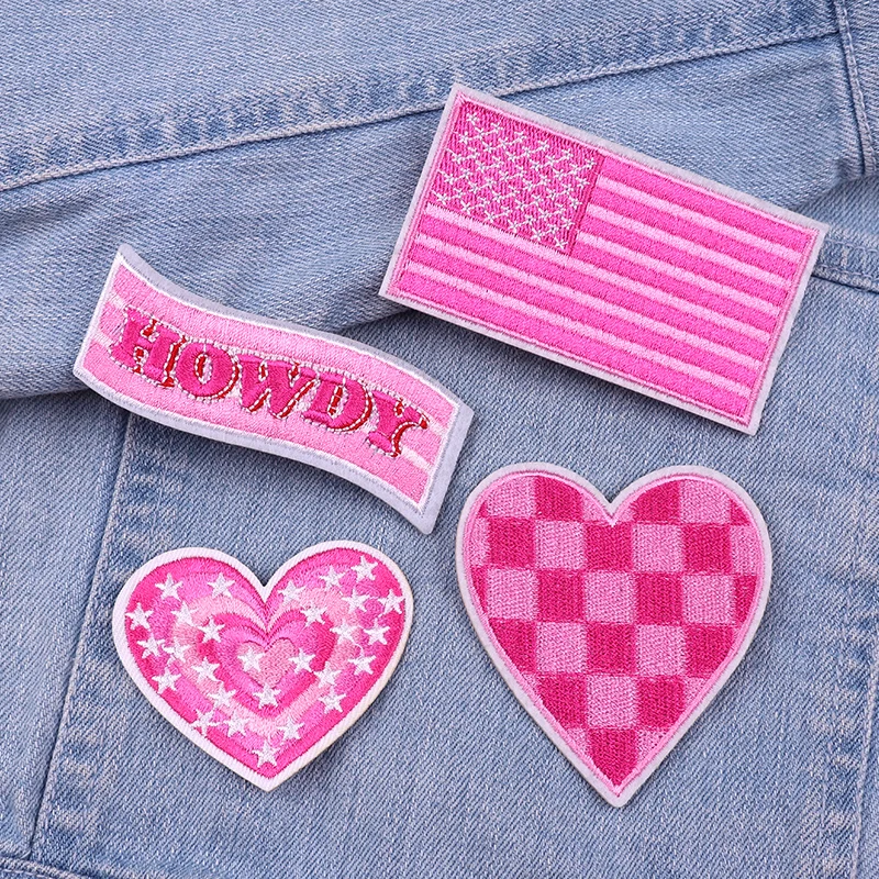 Cartoon Letters/Love Heart Embroidery Patch Iron On Patches For Clothing DIY Animal Cat/Leopard Patches For Clothes Jeans Patch