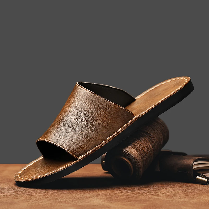 

Summer Men's Genuine Leather Sandals Casual Outdoor Beach Shoes Roman Style Comfortable Mens Footwear for Spring And Autumn