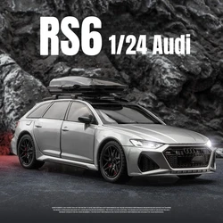 Modelo de coche de juguete Audi RS6 1:24, vehículo de carreras fundido a presión, Miniatura, puertas con luz y sonido extraíble, colección que se puede abrir, regalo para niños, 1/24