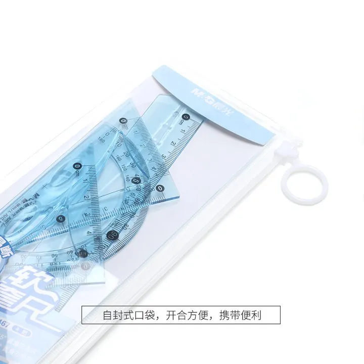 Soft Flexible Geometry Ruler Set Maths Drawing compass stationery Rulers Protractor mathematical compasses for School AR0467