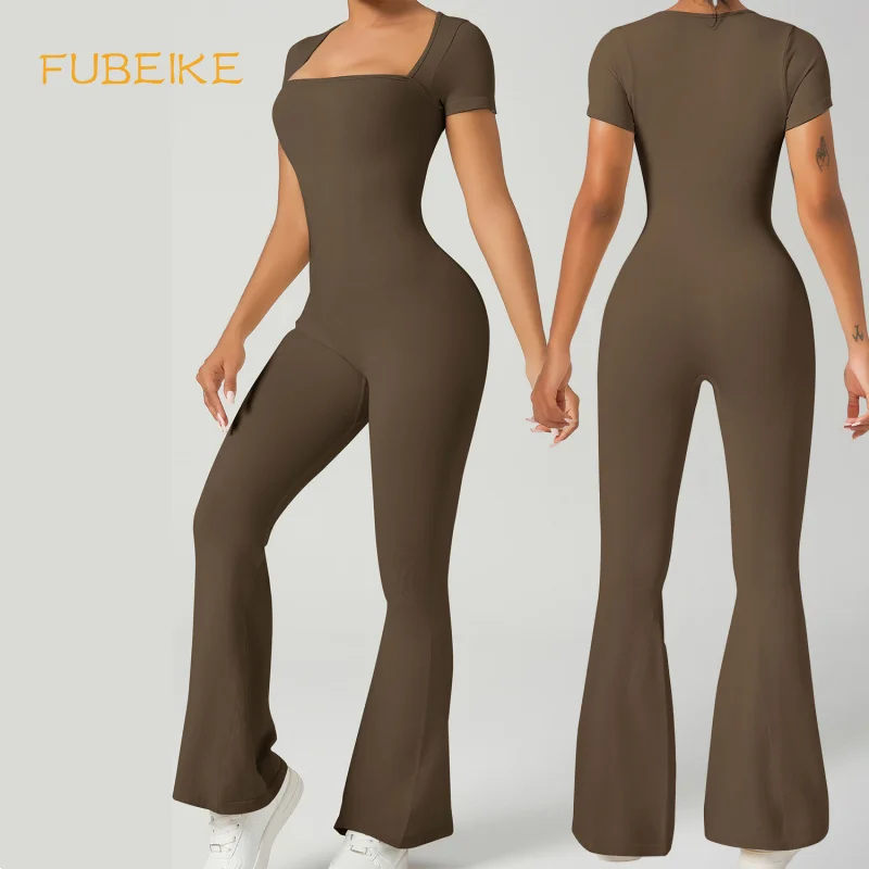 FUBEIKE One-Piece Bodysuit High Waist For Girls Fitness Workout Running Slim Fit Yoga Clothes sports Woman Gym Sweatsuit