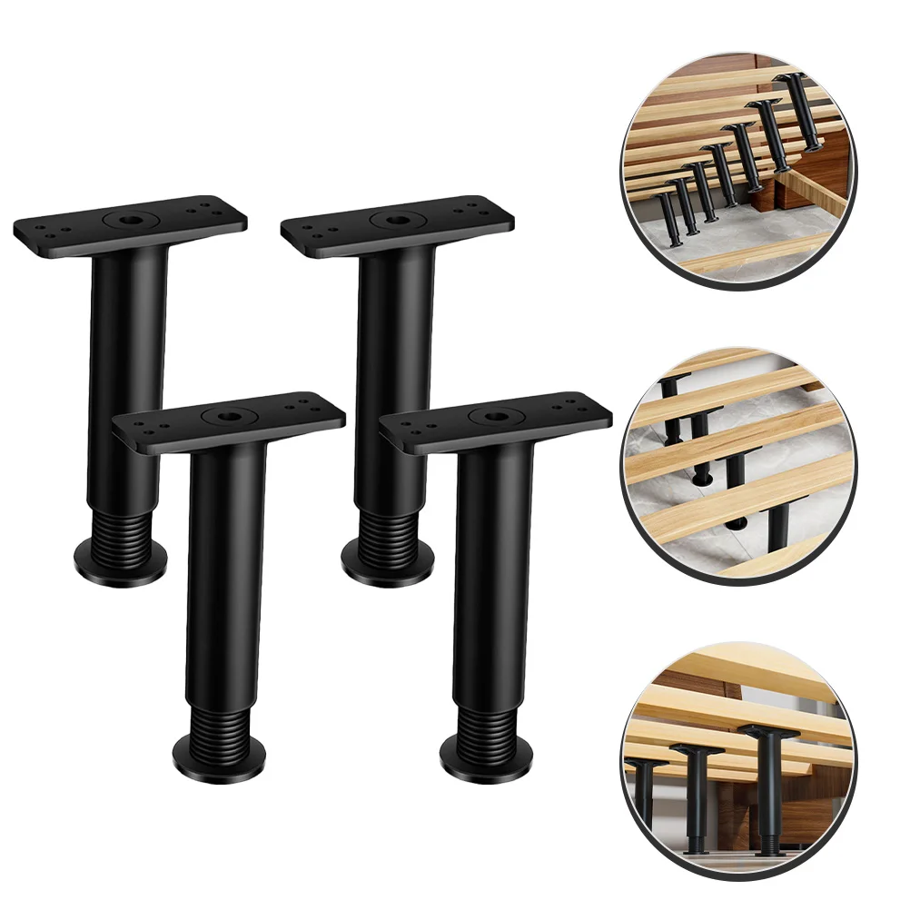 

4 Pcs Bed Support Frame Center Replacement Leg Legs Adjustable Parts Couches Black Frames