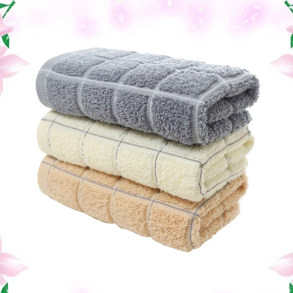 

3pcs Cotton Towels 75X35Cm Highly Absorbent Skin-Friendly Washcloths For Face Hand Bath Plaid Towel Set Fade Resistant