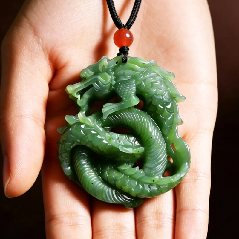 

Hetian Jade Pendant Necklace, Travels World, Double-sided Soaring in Sea, Jadeite