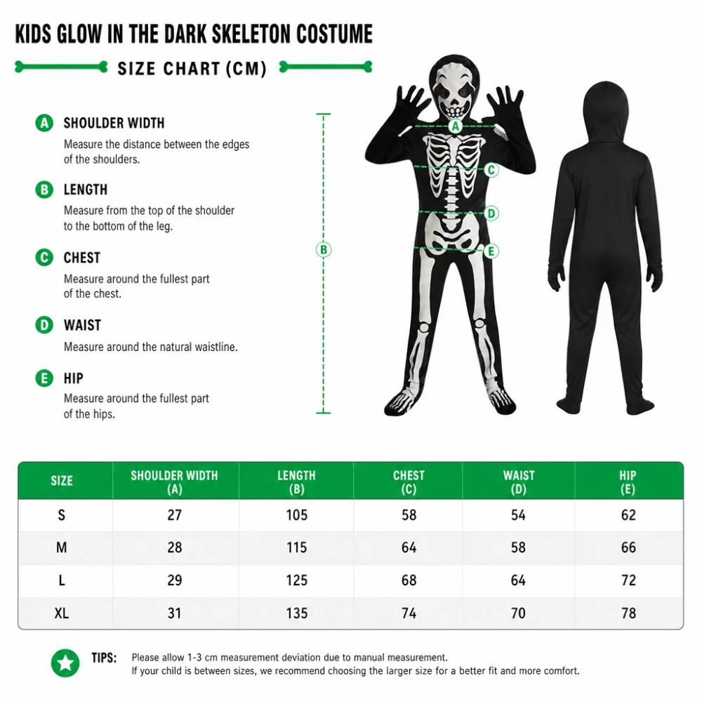Glow-in-dark Skeleton Skull Costume Luminous Full Body Skeleton Ghost Jumpsuit One-piece Suit Printed Halloween Cosplay Outfits
