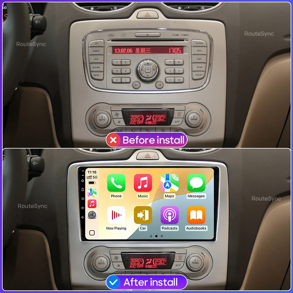 For Ford Focus 2 Mk 2 Fox 2004 - 2011 Android Wireless Carplay Auto Car Multimedia Radio Video Player Head Unit Navigation GPS
