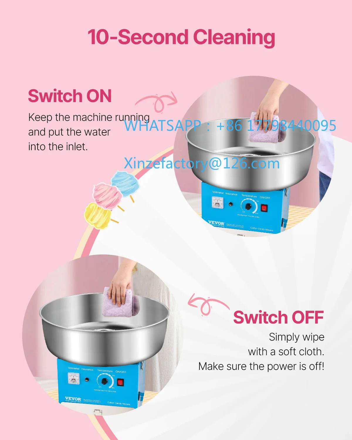 ماكينة حلوى القطن الكهربائية SucceBuy القابلة للتخصيص، ماكينة صنع خيط الحلوى التجارية