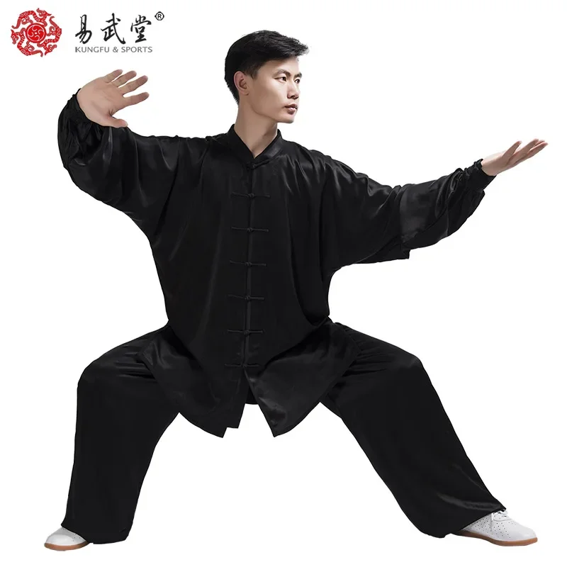 Unisex Yiwutang Tai Chi Uniforme Kung Fu Vestito 99% seta Arti marziali Abbigliamento tradizionale cinese Primavera Estate Set stagionali