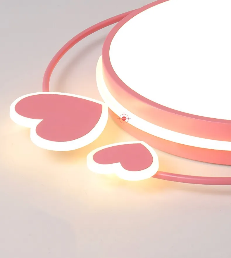 Luminária de Teto em Forma de Coração para Quarto Infantil, Estudo, Bebê, Lustre Rosa Fofo de Desenho Animado, Lâmpada de Teto para Quarto de Menina Princesa