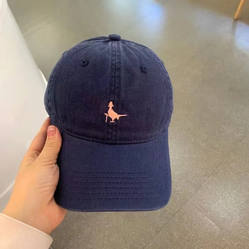 

Gentleman's Bird Embroidery Grey Baseball Hat Men's and Women's Same Versatile Fashion Bent-brimmed Cap Shows Small Face