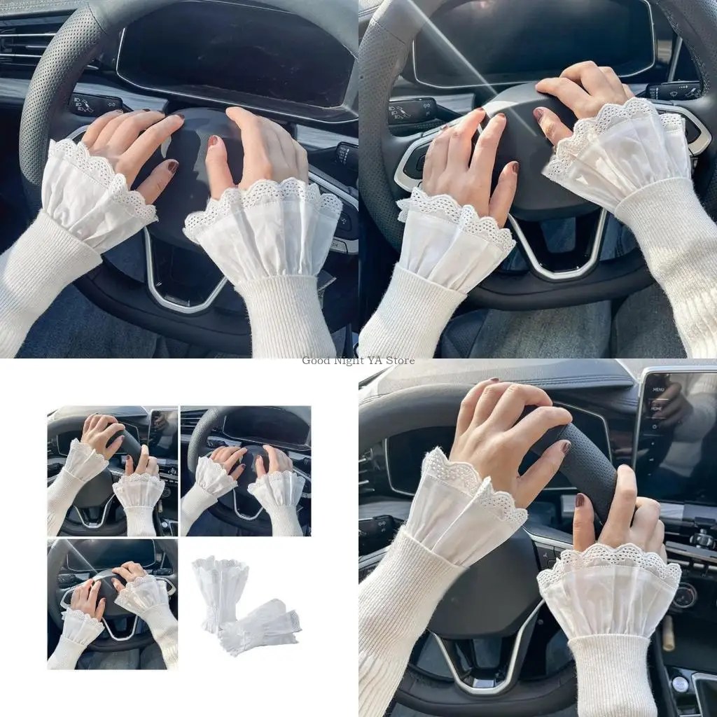 

Paired Wrist Warmer Ruffled False Cuffs Lace for Princess Sweater Decorative