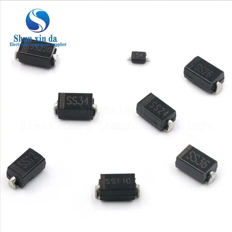 100PCS SS14 SS24 SS34 SS16 SS26 SS36 SS110 SS210 SS310 SS54 SS56 SS510 1A 40V SMA DO-214AC SMD Schottky Diodes