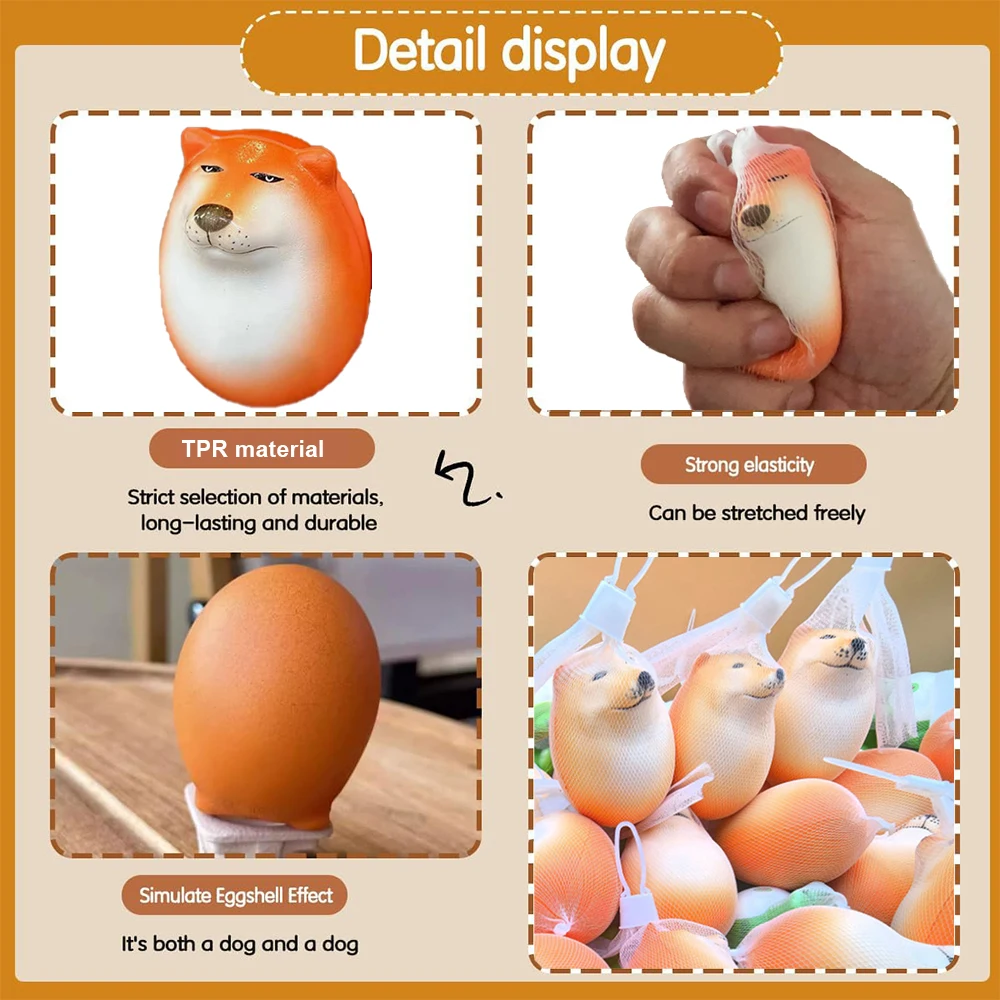 Cartoon Shiba Inu Dog Egg Figure Stress Relief Doll Mochi Squishy Toys Silly Hilarious Fuuny Gifts Desktop Home Decor Supplies