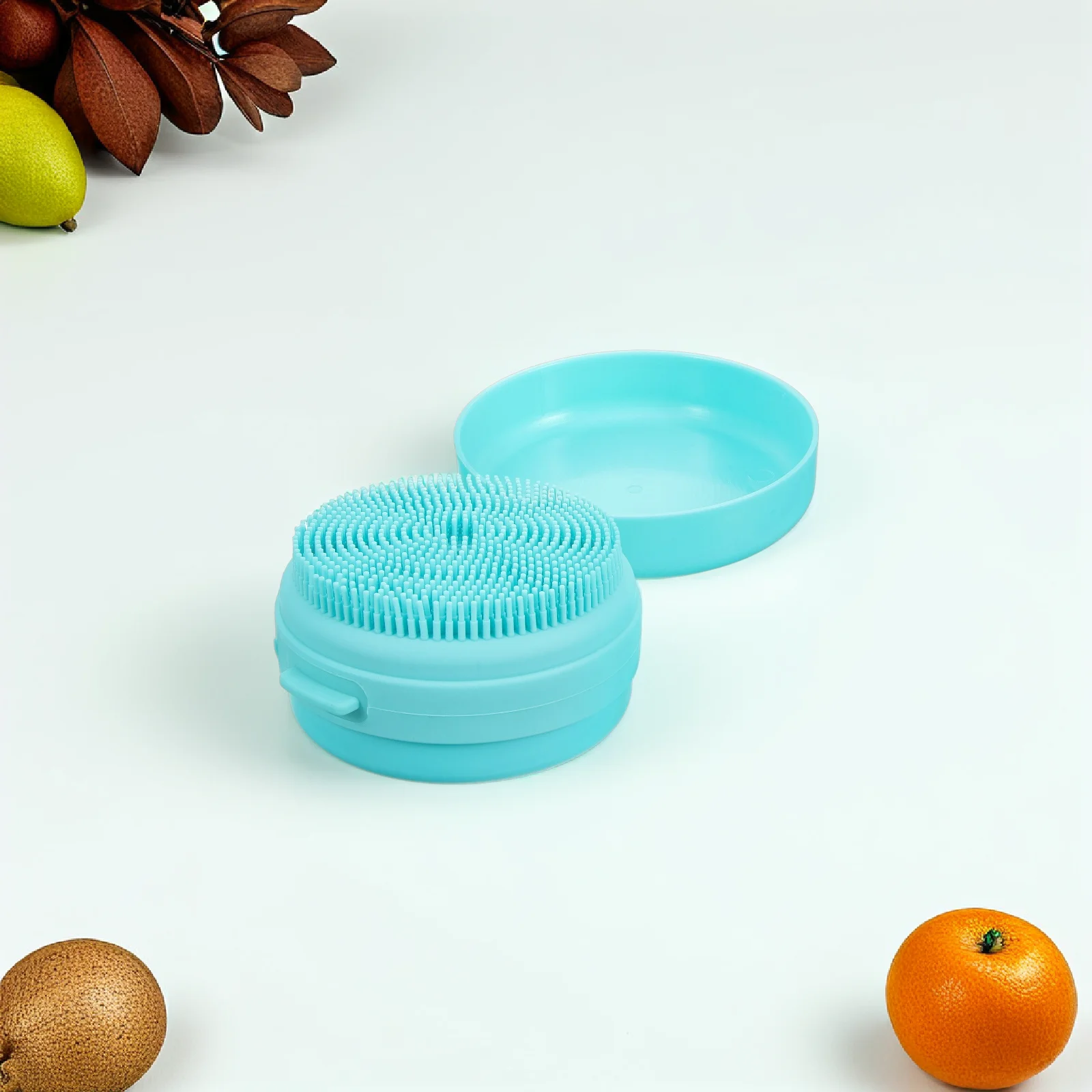 

Silicone Shower Body Scrubber Head Washing Tool Soap Box Silicone Bathing Body Bathing Tool Soft Portable Blue