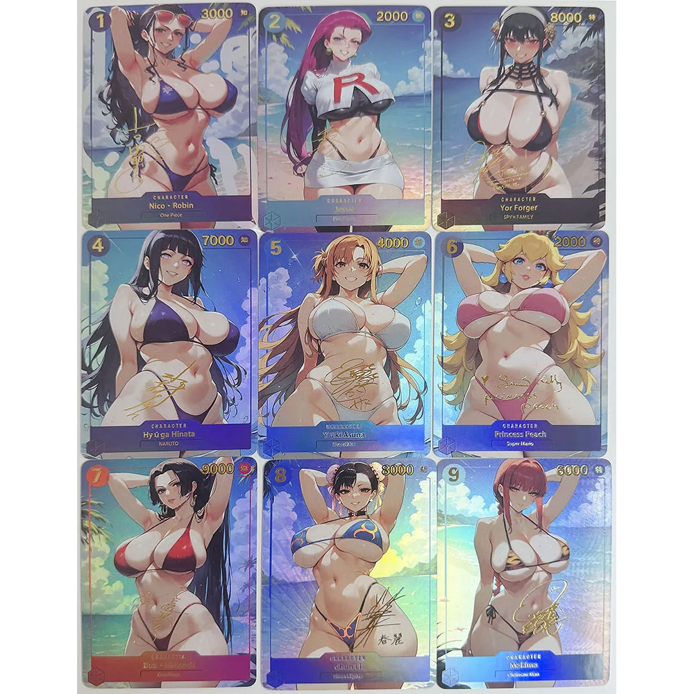 9PC/Set Anime DIY ACG Albedo Premium Flash Card Boy Collectible Card Christmas Birthday Gift One Piece Naruto Demon Slayer