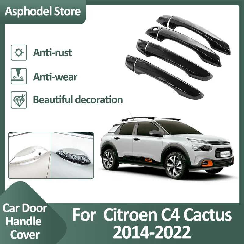 Car Door Handle Cover For Citroen C4 Cactus 2014 2015 2016 2017 2018 2019 2020 2021 2022 Exterior Protective Sticker Accessories