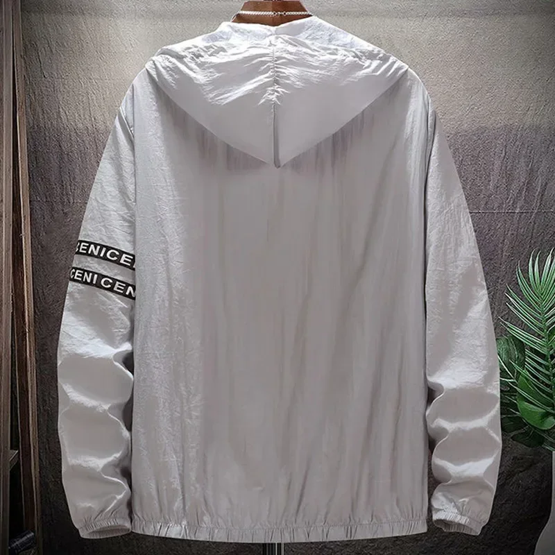Summer Men's Skin Coats Men Ultra Light Sun Protection Big Size Hooded Windbreaker Jacket Male Casual Outwear Motorcycle Jacket