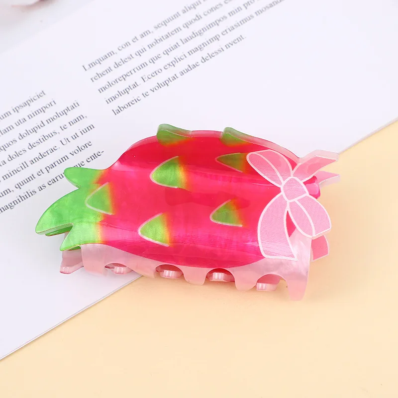 Fashion Double-Sided Printed Cartoon Fruit Hair Claw Clip Acrylic Cute Food Hair Clips Gift For Girls Headwear Accessories Women