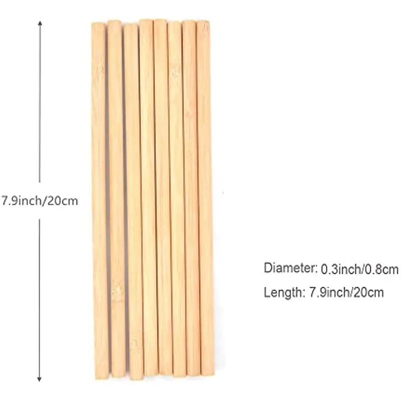 Reusable Bamboo Drinking Straws 7.8 Inches 100% Natural Eco Friendly Wooden Straw 20 pcs with 1 Cleaning Brushes Plastic Free