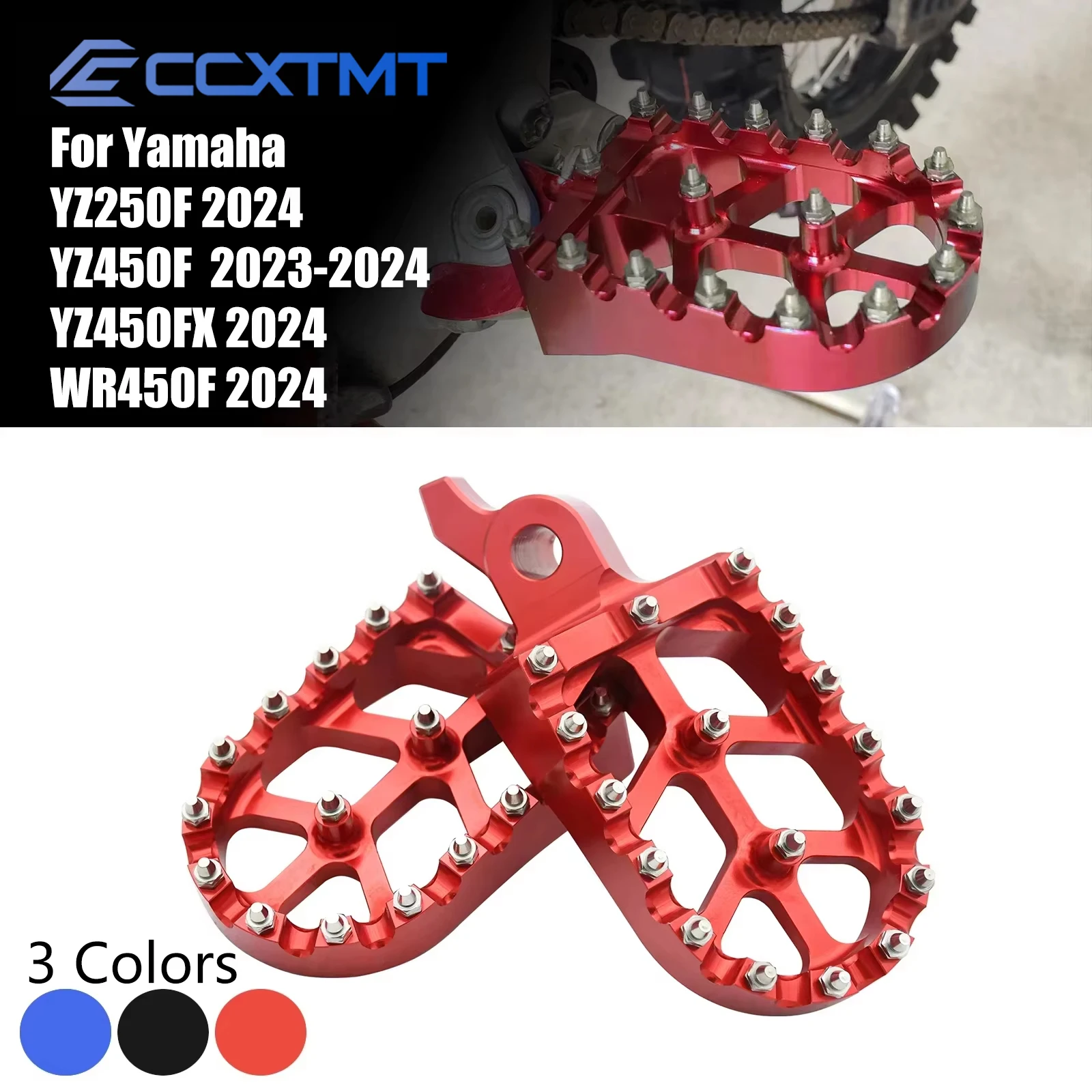 Motorcycle CNC Aluminum Footrest Pedals Foot Pegs For Yamaha YZ250F YZ450FX WR450F 2024 YZ450F 2023-2024 YZF250 YZF450 WRF450