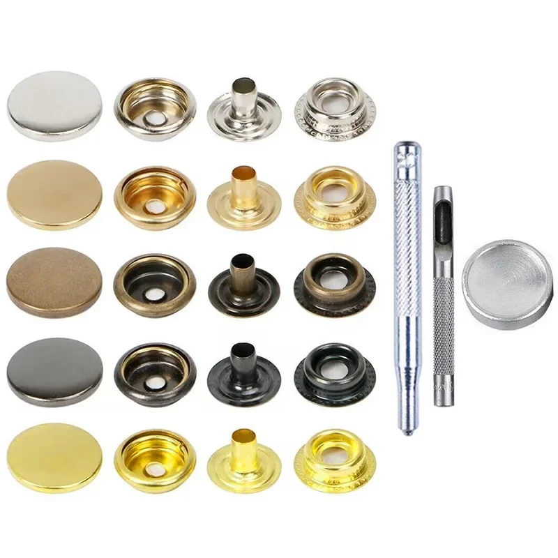 

25 Sets Metal Snap Fasteners Snaps Button Press Studs Sewing Button For DIY Clothes Garment Bags Leathercraft #201 #203