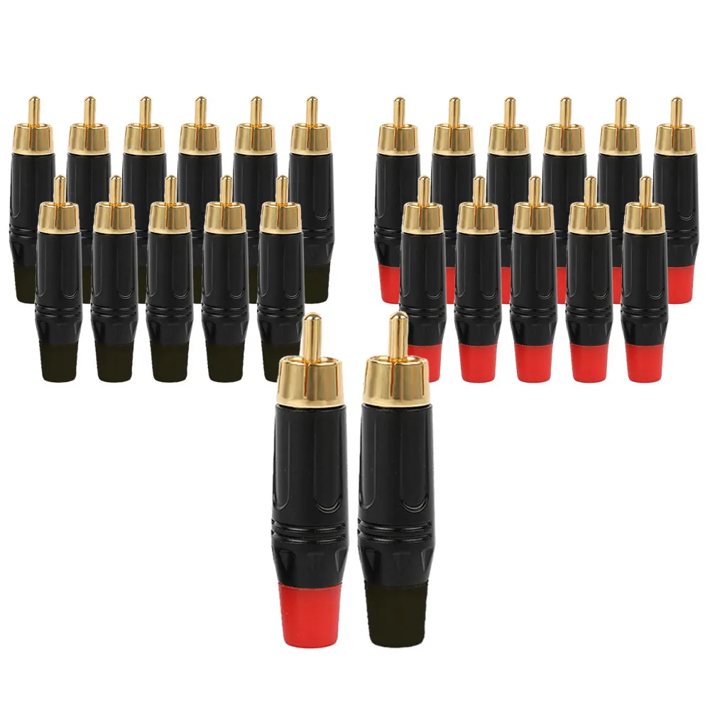 Musical Sound 2/4/8/12/24 Pcs RCA Plug Connectors Adapter Coaxial Cable Audio Jack Gold Plug Male No Solder Speaker Connector