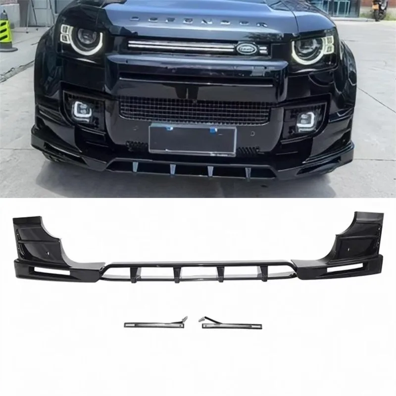 

Для Land Rover Defender 90 110 130 2020-2025 Высокое качество ABS ярко-черный передний бампер, нижний спойлер для губ, комплект кузова