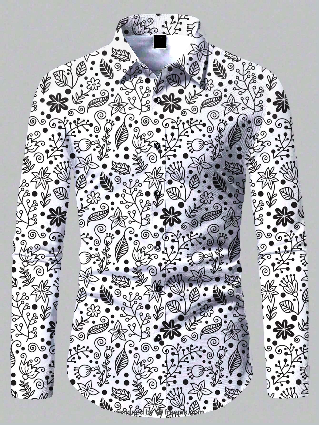 2024 Men\'s Button Retro Long Sleeve Shirts New Casual Design Shirt Fashion 3D Printed Flower Pattern Men\'s Clothing Tops