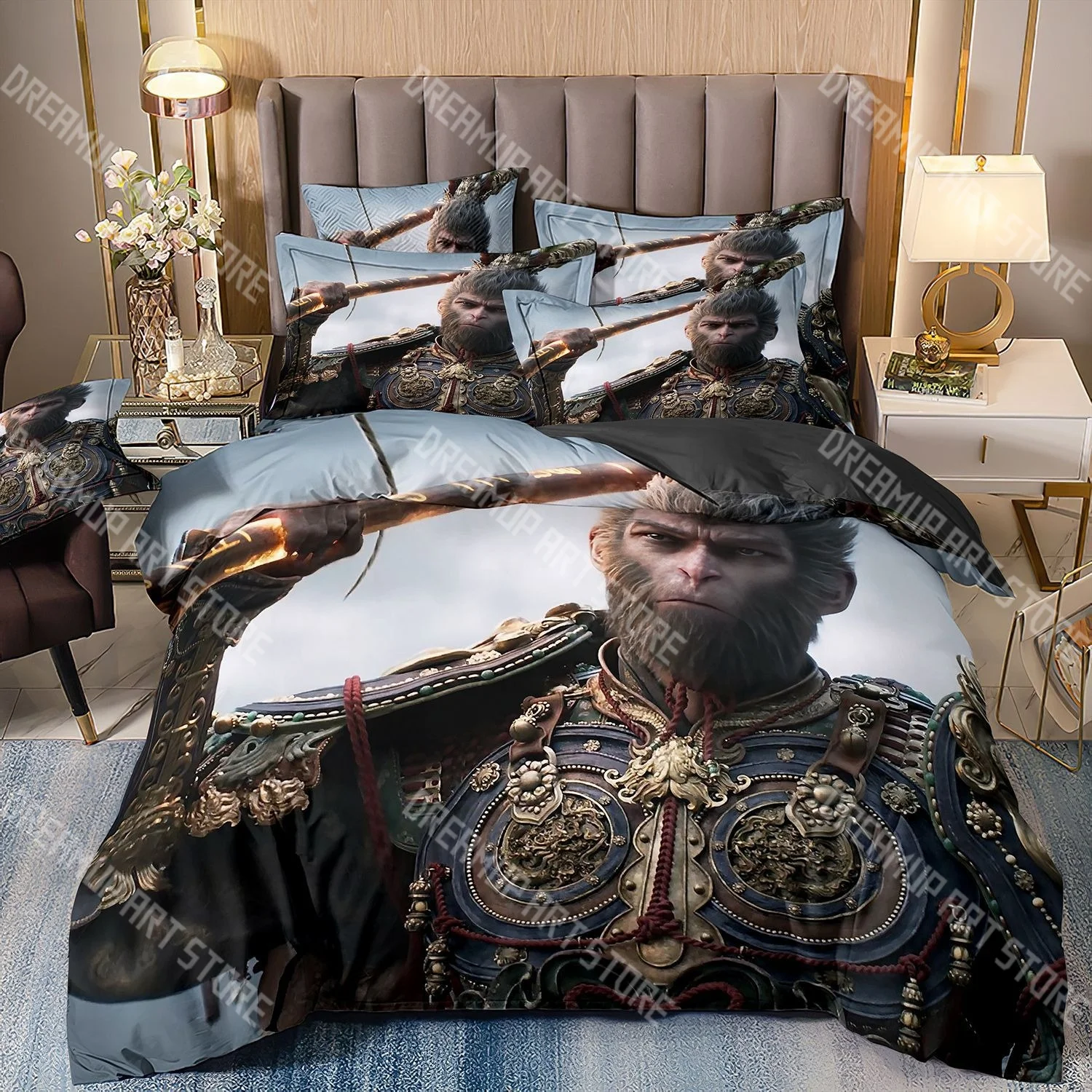 3D Print Black Myth Wukong Game Bedding Set Twin Queen King Full Size Duvet Cover Pillowcase Bed boys girls Adult Home Textiles