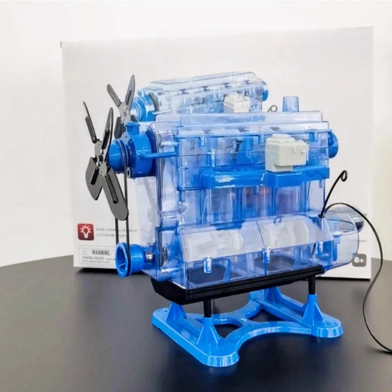 Conjunto de modelos de ensamblaje de motor, motor de coche, modelo de motor de combustión interna, rompecabezas de experimento científico, herramienta de enseñanza de juguete eléctrico