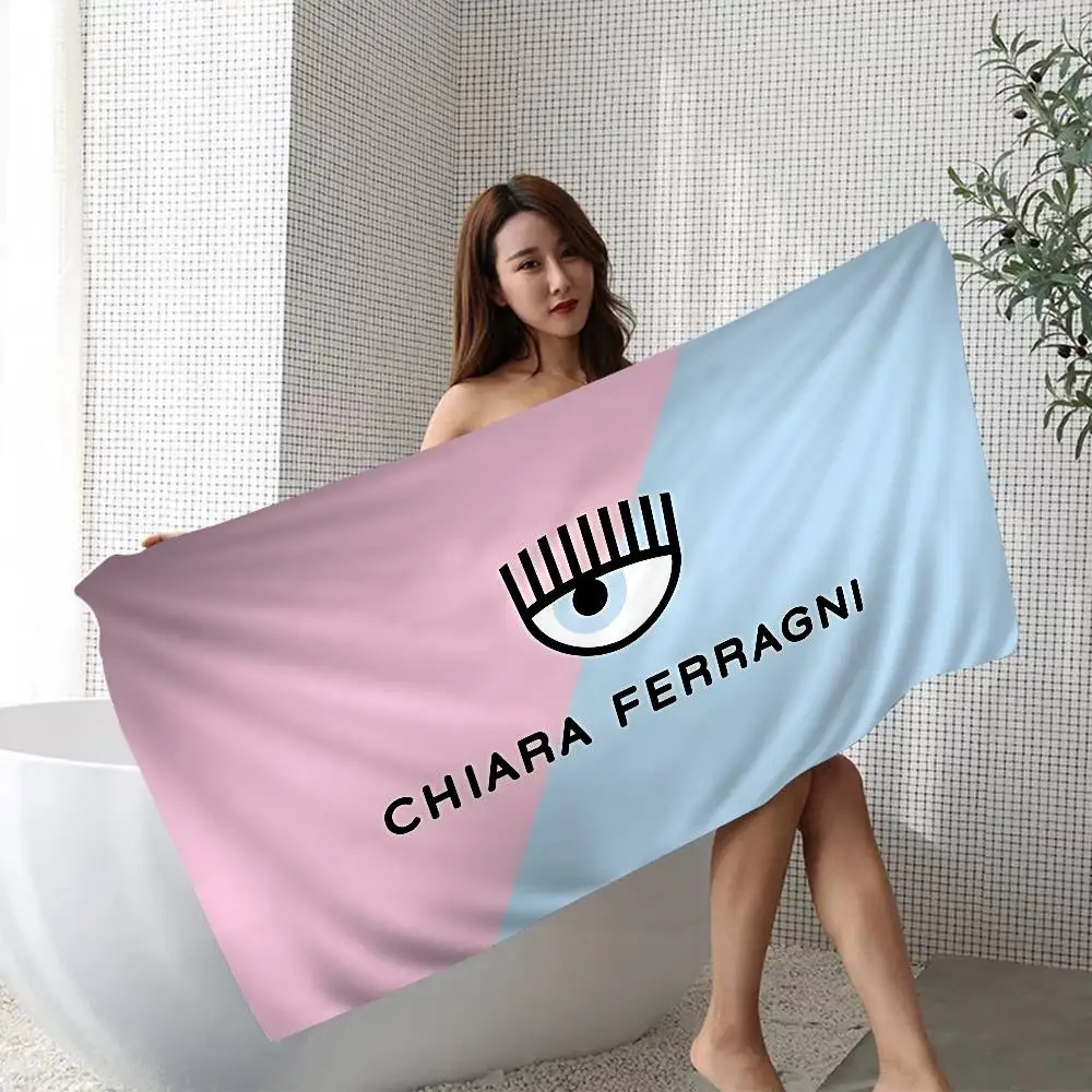 Fashion C-Chiara Ferragni Logo Bath Towel Microfiber Soft Water Absorbing Breathable For Girl Kids Decorative Cartoon Towel