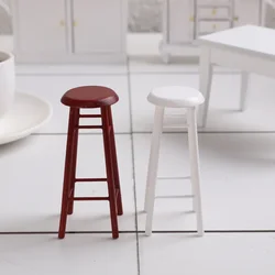 1:6 인형의 집 하이 스툴 바 스툴 우드 미니어처 음식 놀이 가구 장면 모델, 체중계 핸드 DIY 홈 데코 인형 액세서리