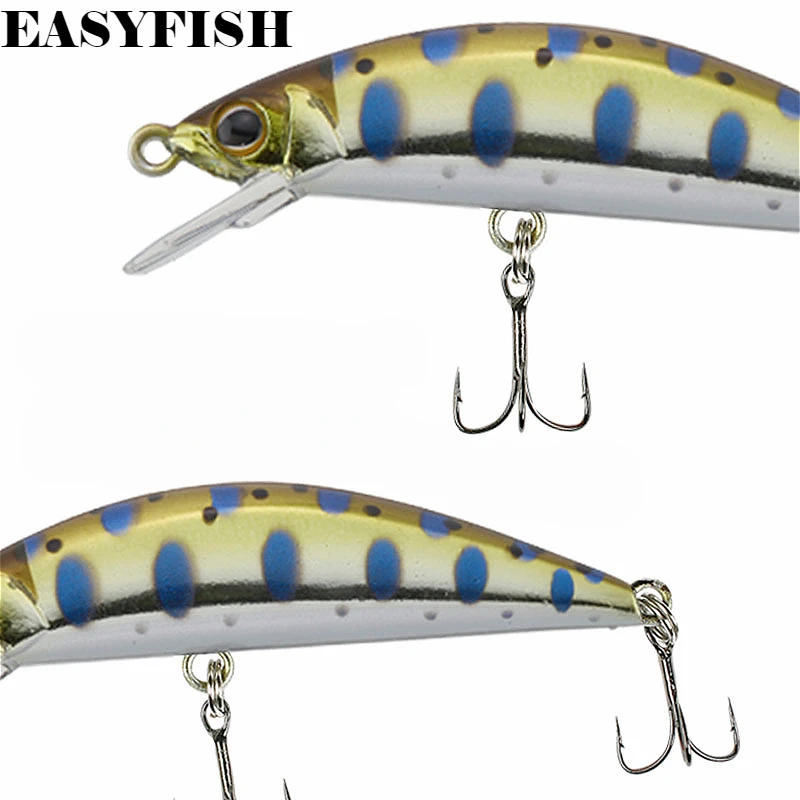 

EASYFISH 1 PCS 3D Fish Eye Submersible Minnow Bass Croaker 55mm/3.5g Freshwater Creek Mini Road Runner High Quality Hand Painted