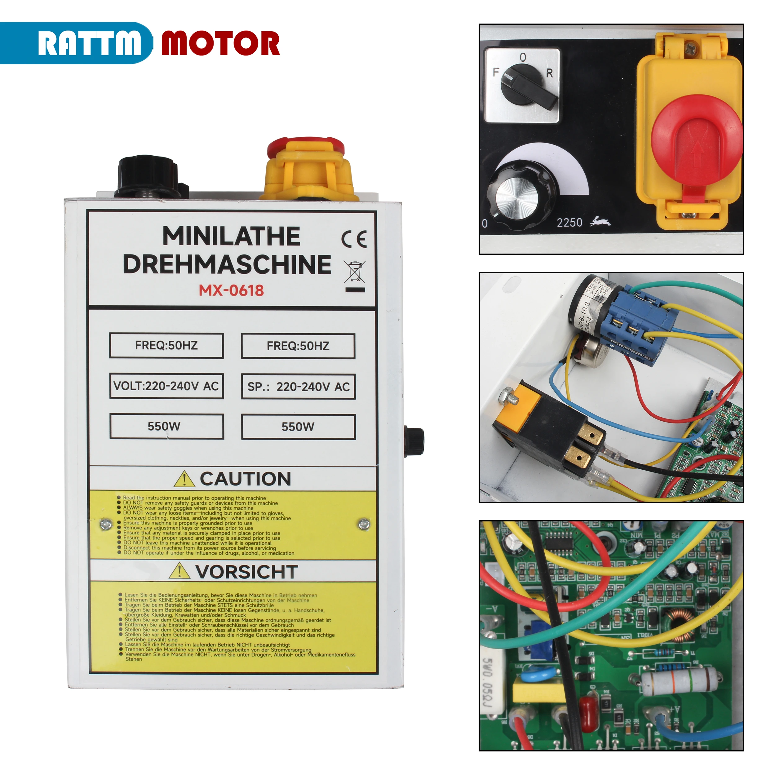 Boîtier de commande électrique de vitesse de tour avec arrêt électronique, kit de contrôleur de tour, carte de montage, 550 V, 110V, CJ0618, 220 W