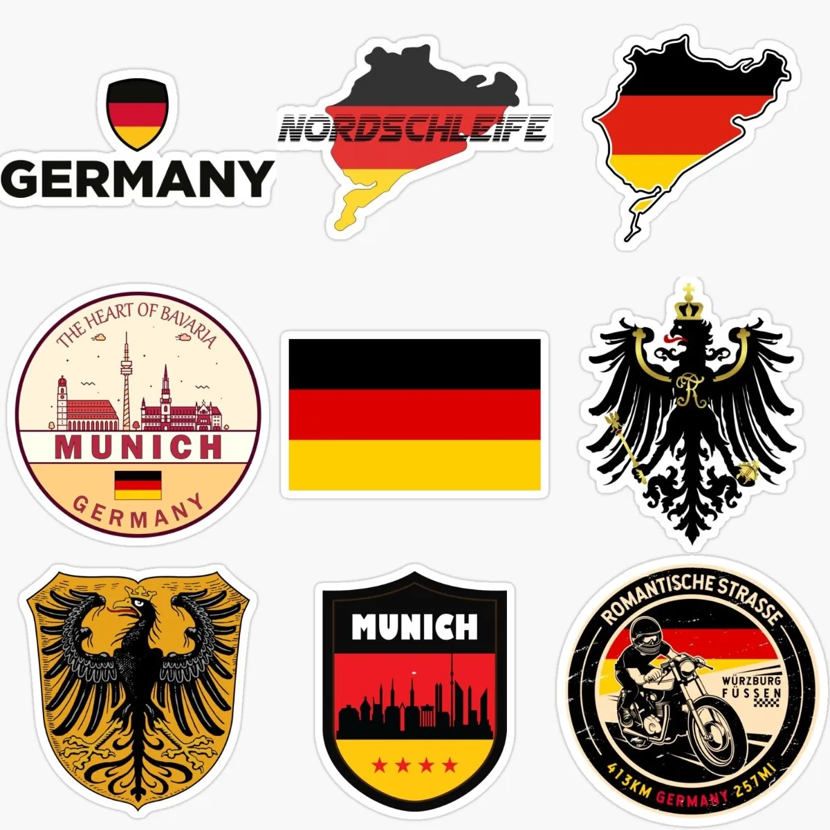 

D Germany Deutschland Flag Map Eagle Emblem Creative PVC Sticker for Decorate Truck Car Laptop Camper Van Bicycle Motorcycle