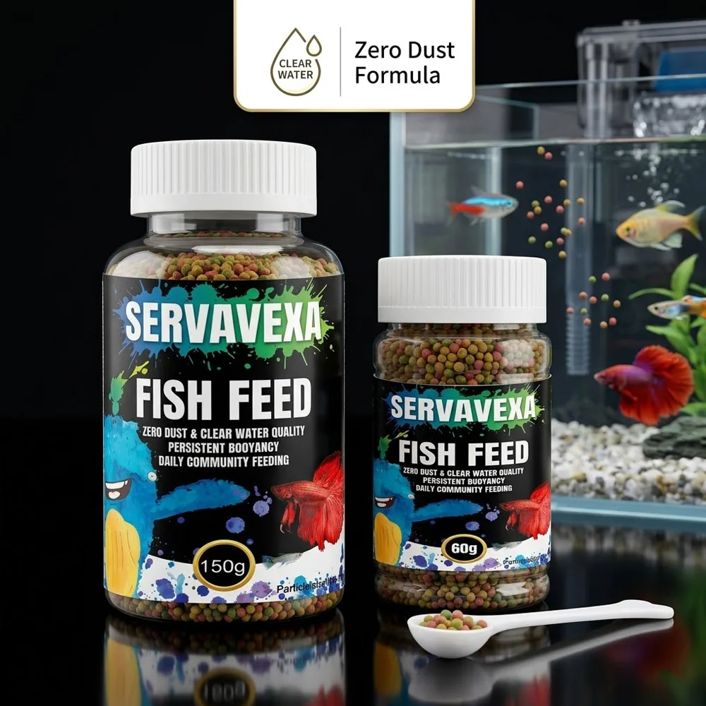 60g/150g Clear Water Fish Food Granules for Small Tropical Fish Tetra Guppy Betta Color Enhancing Daily Diet Aquarium Supplies