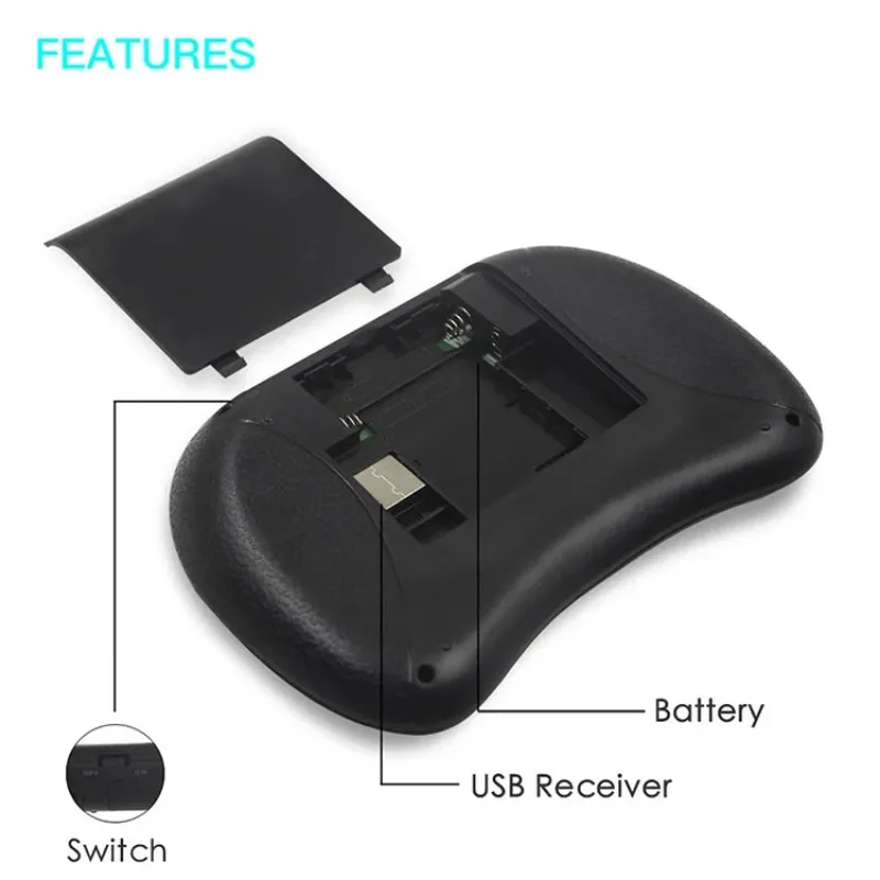 لوحة مفاتيح وماوس صغيرة I8 Flying Mouse لوحة مفاتيح صغيرة للتحكم عن بعد وبطارية جافة وبطارية ليثيوم وإصدار بإضاءة خلفية بثلاثة ألوان