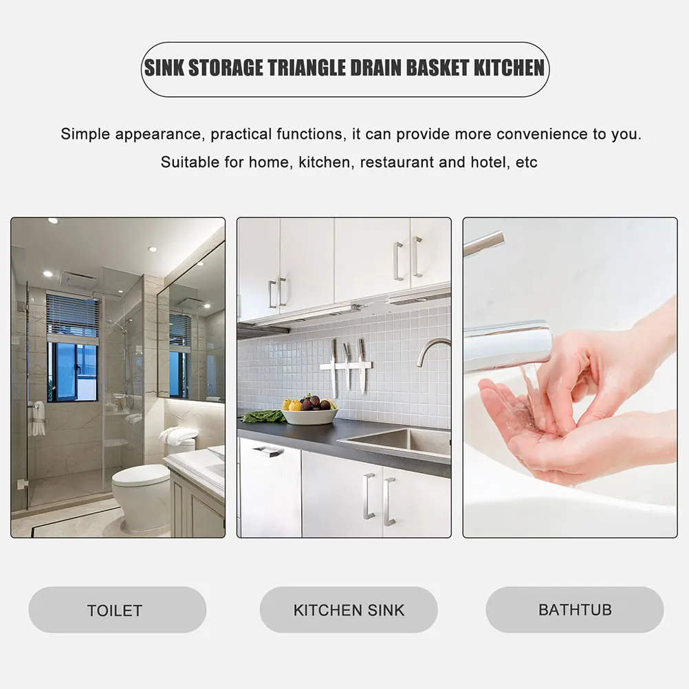 

1pc Stainless Steel Corner Rack Draining Basket Fine Mesh Dish Drying Rack Sink Sponge Brush Holder Kitchen Sink Basket Home