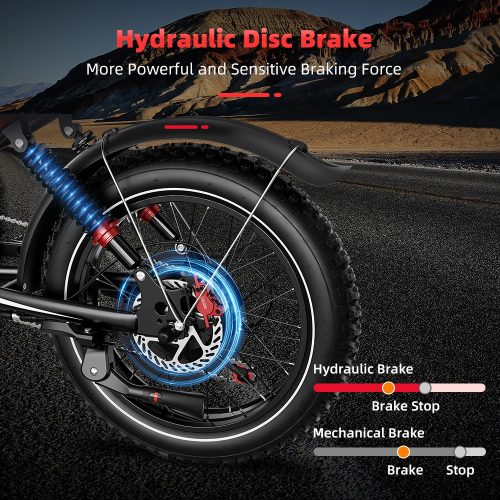 Adult Off‑Road EBike 20 Inch Off‑Road Fat Tire Electric Bike 1000W Rear‑Wheel Motor 48V 17.5Ah Shimano 7‑Speed Disc Brake Dual Suspension E‑Bicycle view 2