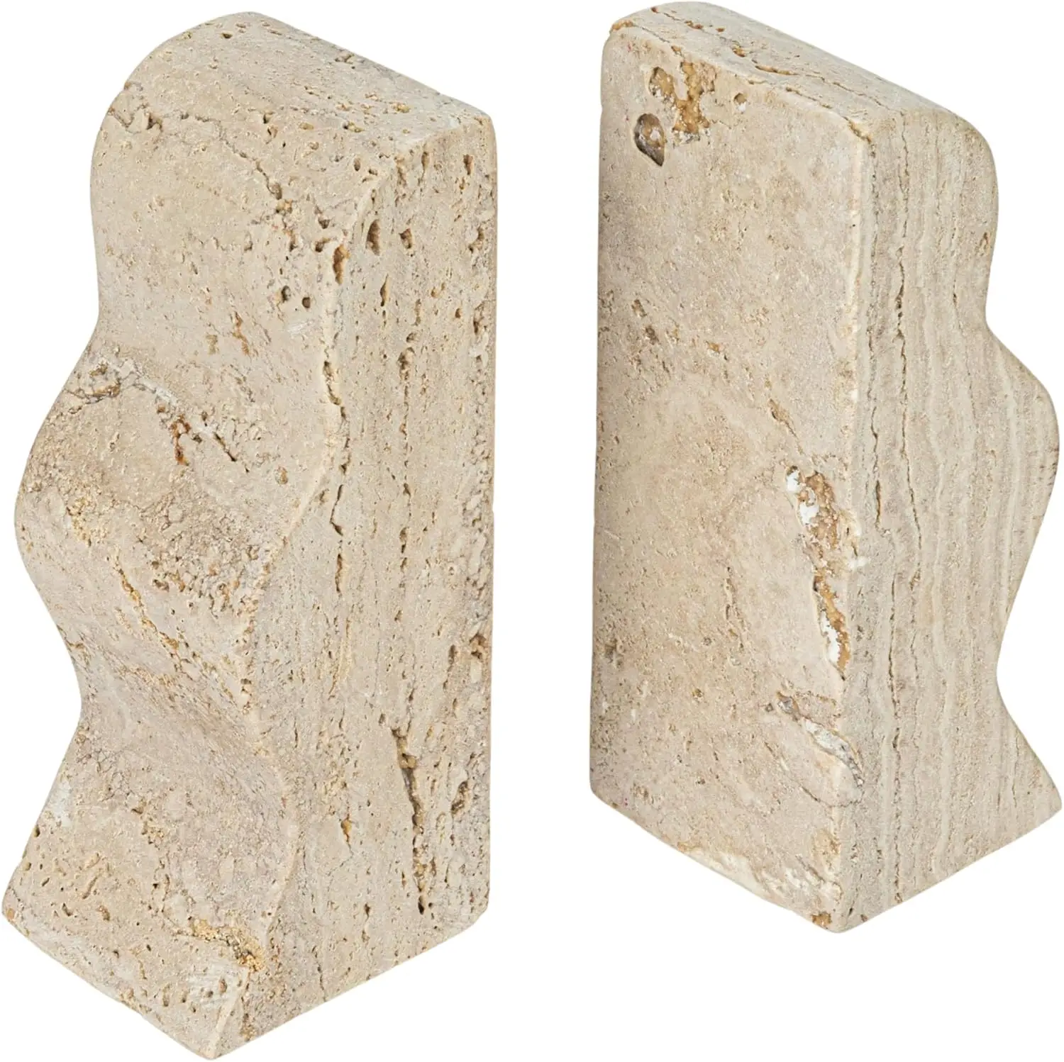 

Decorative Travertine Wave Bookends, Natural, Set of 2
