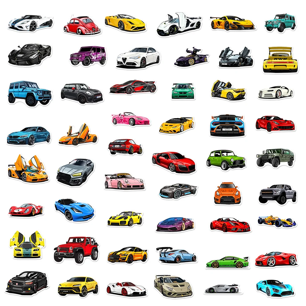 10/30/50PCS Cool Retrofit Racing Car JDM Cartoon Stickers DIY Skateboard Fridge Motorcycle Luggage PVC Waterproof Cool Sticker